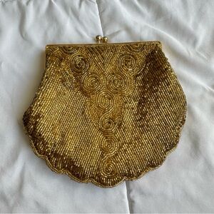 •SOLD• Vintage Beaded Gold Clutch